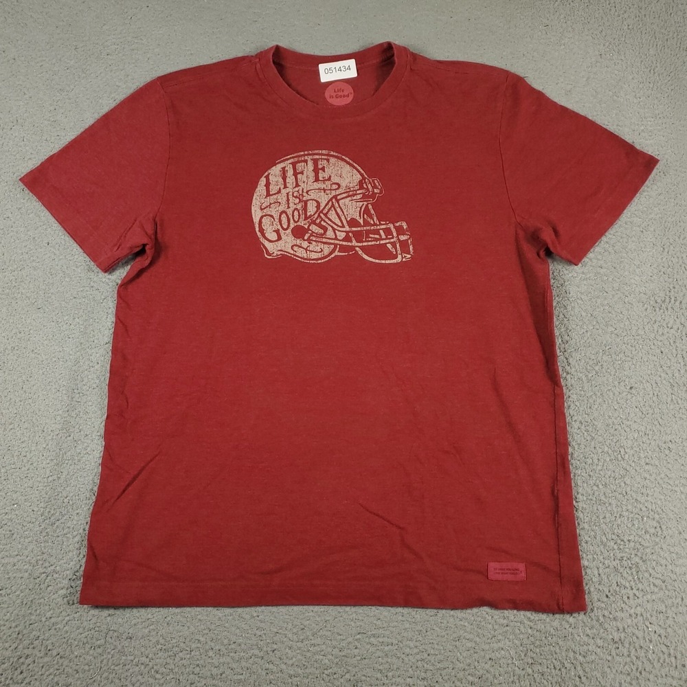 Life Is Good T Shirt Mens Size Large Red Graphic Casual Short Sleeve Adult